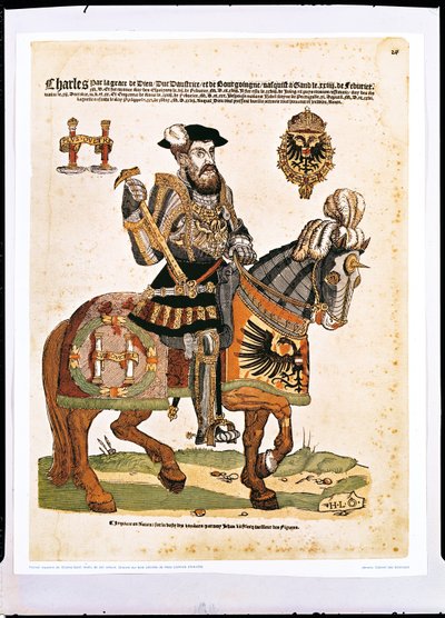 Equestrian Portrait of Charles V in Armour by Hans Liefrinck